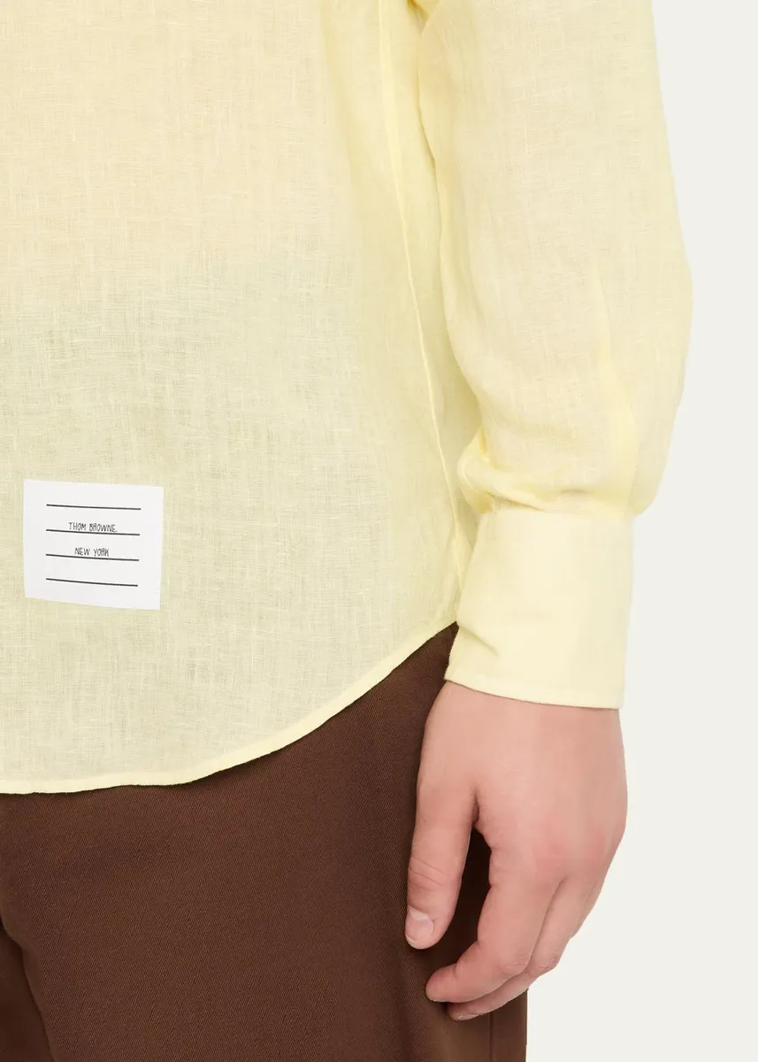 Thom Browne Men's Linen Garment Dyed Button-Down Shirt | Thumbnail 9 Thom Browne Men's Linen Garment Dyed Button-Down Shirt | Thumbnail 9