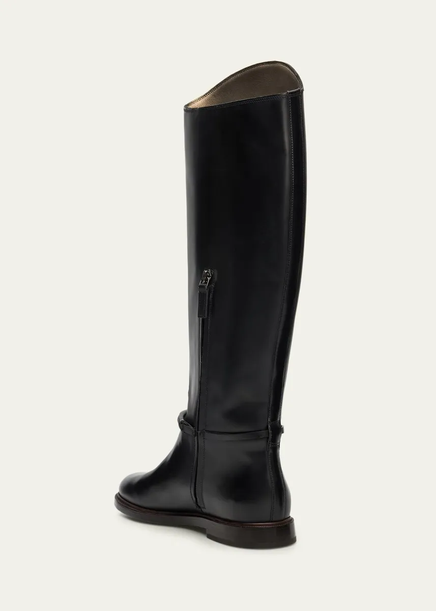 Brunello Cucinelli Leather Riding Boots w/ Monili | Thumbnail 4