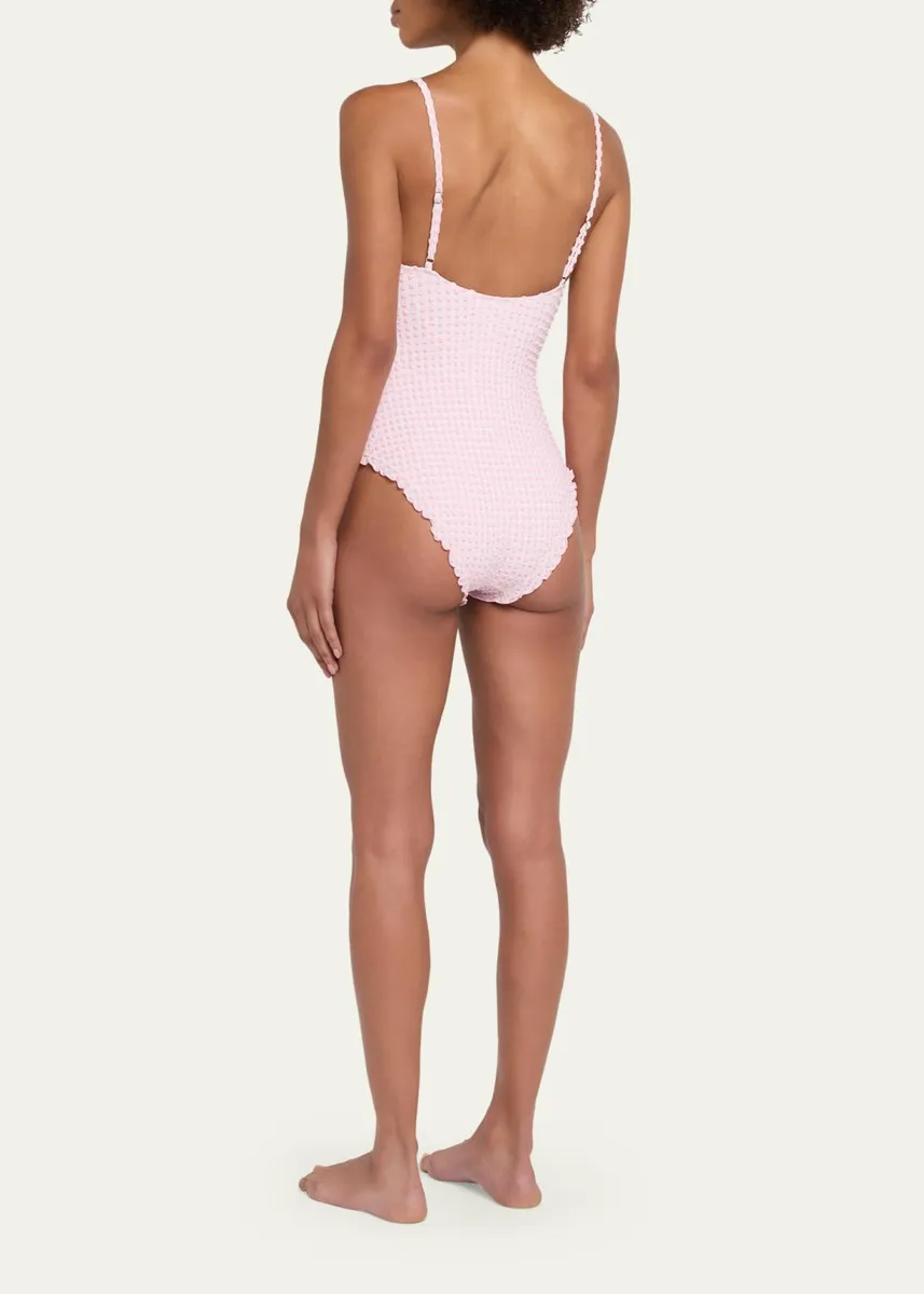 Simkhai Suni Textured Gingham One-Piece Swimsuit | Thumbnail 3