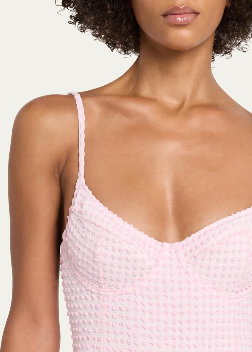 Simkhai Suni Textured Gingham One-Piece Swimsuit | Thumbnail 4