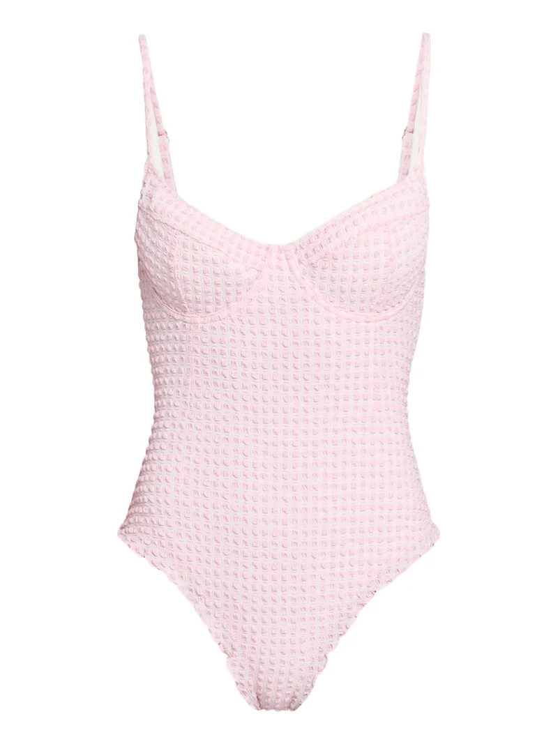 Simkhai Suni Textured Gingham One-Piece Swimsuit