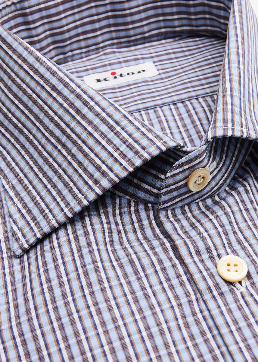 Kiton Men's Cotton Plaid Dress Shirt | Thumbnail 2