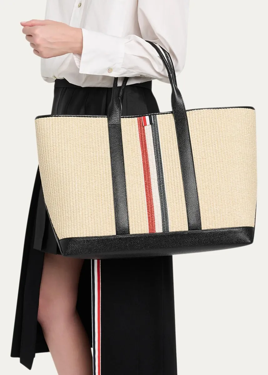 Thom Browne Men's Medium Tool Raffia Tote Bag | Thumbnail 2 Thom Browne Men's Medium Tool Raffia Tote Bag | Thumbnail 2