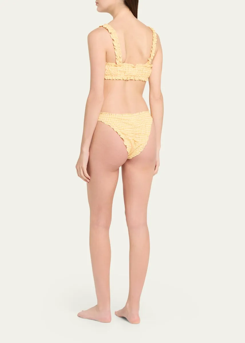 Simkhai Evander Ruched Gingham Seersucker Bikini Top | Thumbnail 3