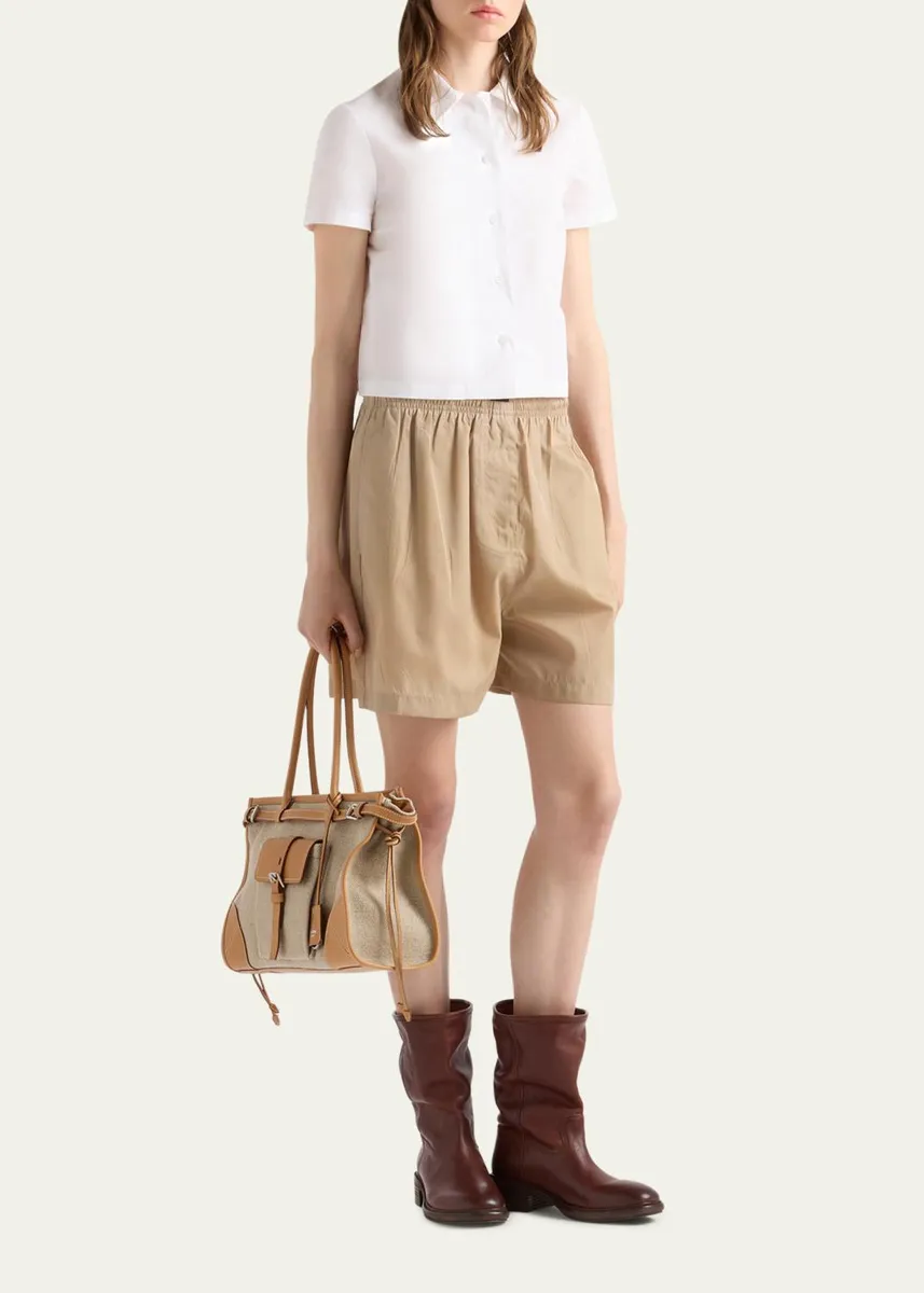 Prada Short-Sleeve Linen Muslin Shirt | Thumbnail 2 Prada Short-Sleeve Linen Muslin Shirt | Thumbnail 2
