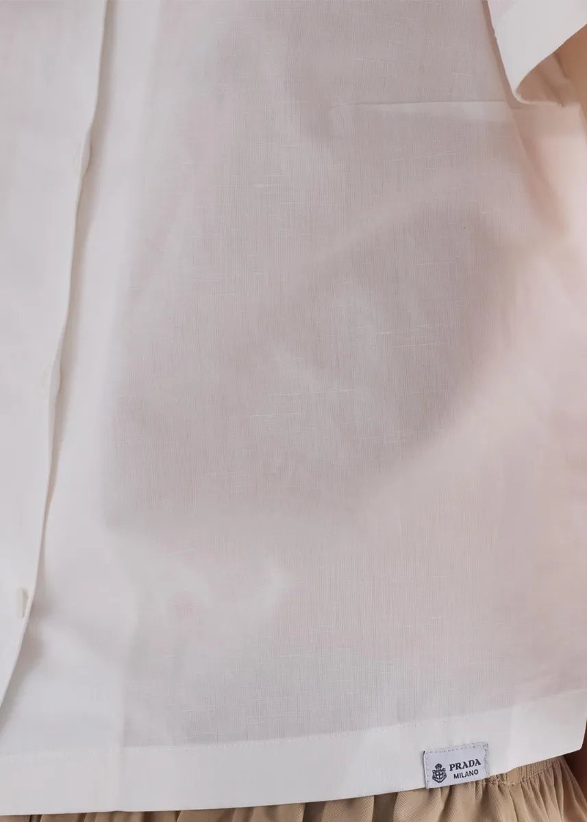 Prada Short-Sleeve Linen Muslin Shirt | Thumbnail 5 Prada Short-Sleeve Linen Muslin Shirt | Thumbnail 5