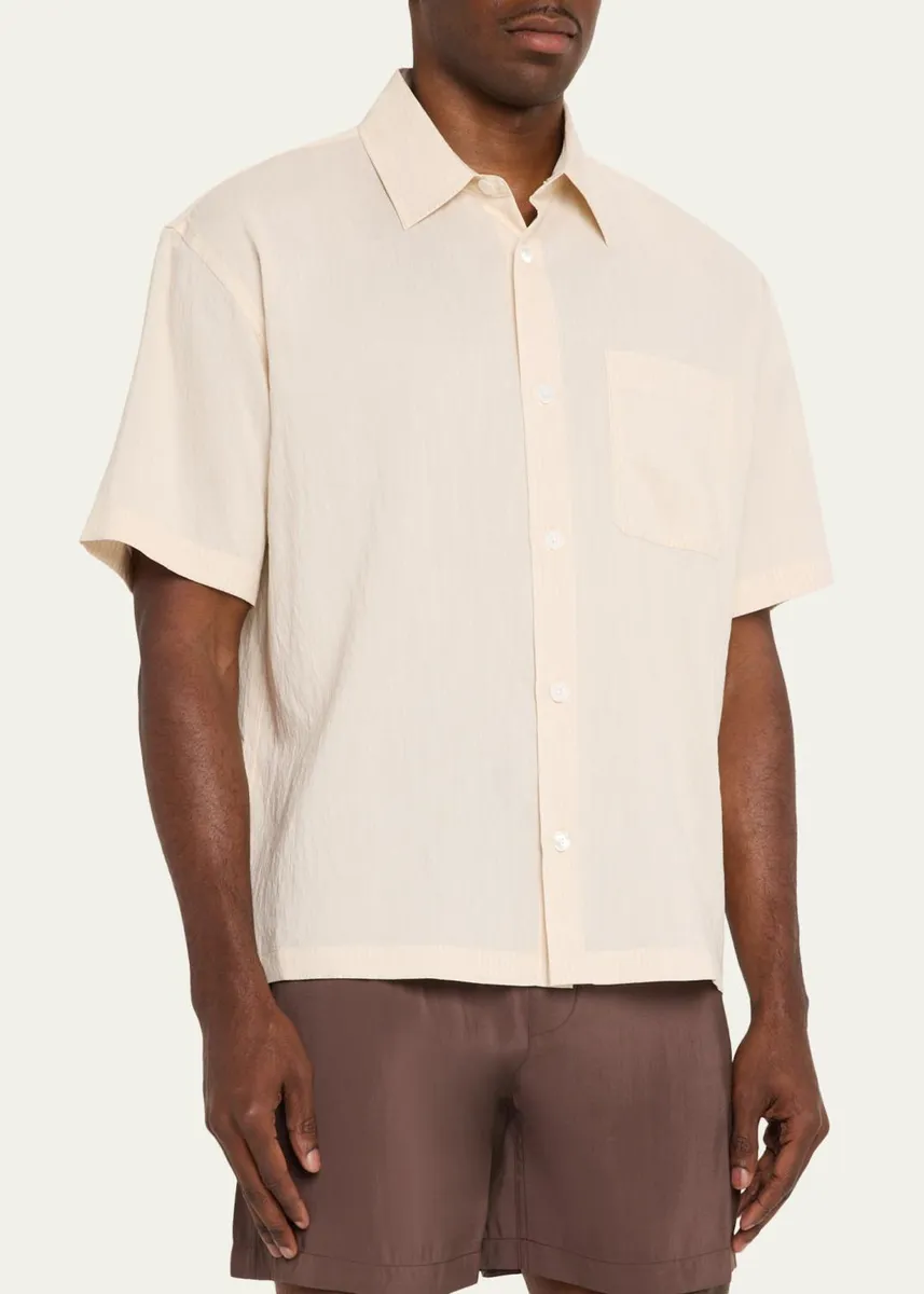 Frame Men's Viscose Blend Pocket Short-Sleeve Shirt | Thumbnail 4 Frame Men's Viscose Blend Pocket Short-Sleeve Shirt | Thumbnail 4