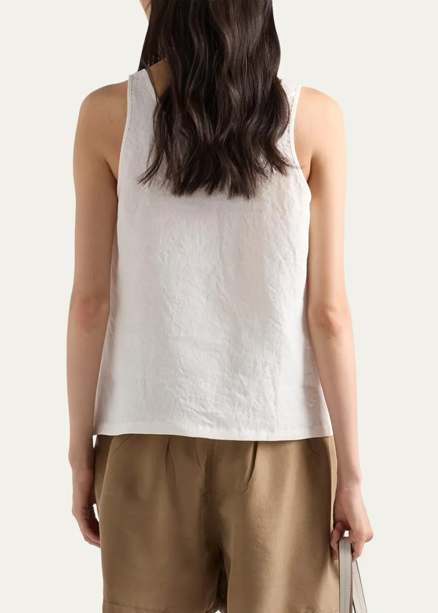 Prada Embroidered Linen Top | Thumbnail 3 Prada Embroidered Linen Top | Thumbnail 3