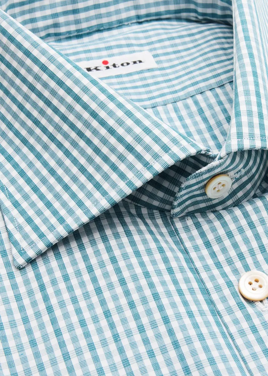 Kiton Men's Cotton Plaid Classic-Fit Dress Shirt | Thumbnail 2