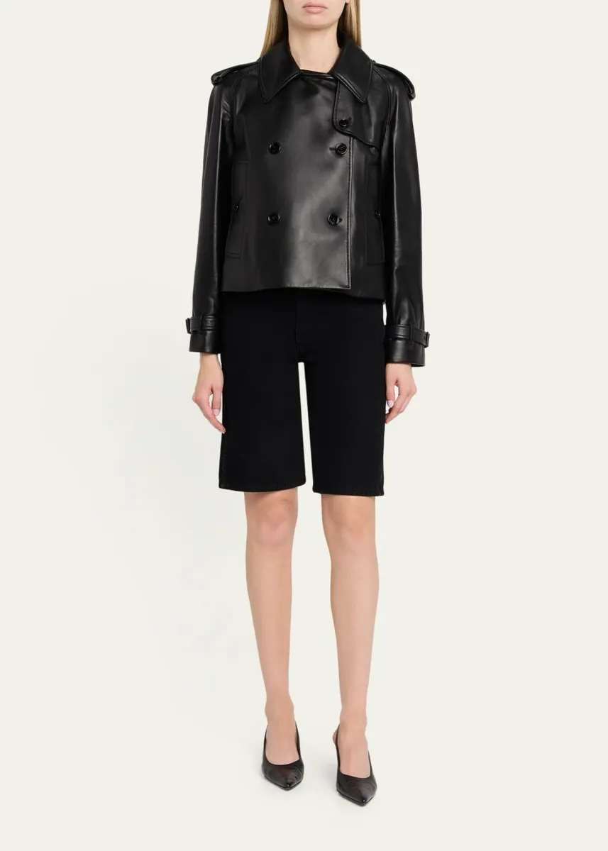 Burberry Cropped Leather Mayfair Trench Jacket | Thumbnail 2 Burberry Cropped Leather Mayfair Trench Jacket | Thumbnail 2
