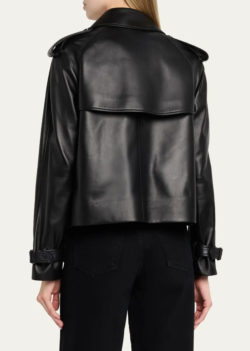 Burberry Cropped Leather Mayfair Trench Jacket | Thumbnail 3 Burberry Cropped Leather Mayfair Trench Jacket | Thumbnail 3