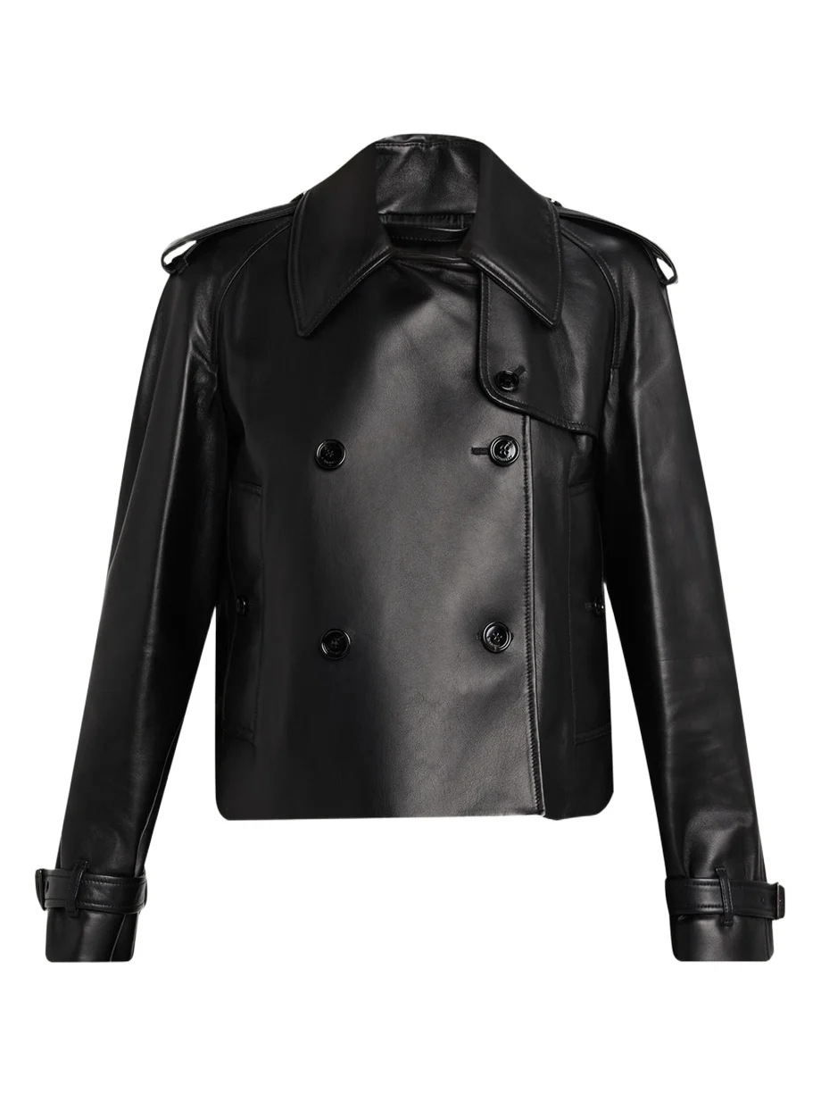 Cropped Leather Mayfair Trench Jacket Cropped Leather Mayfair Trench Jacket