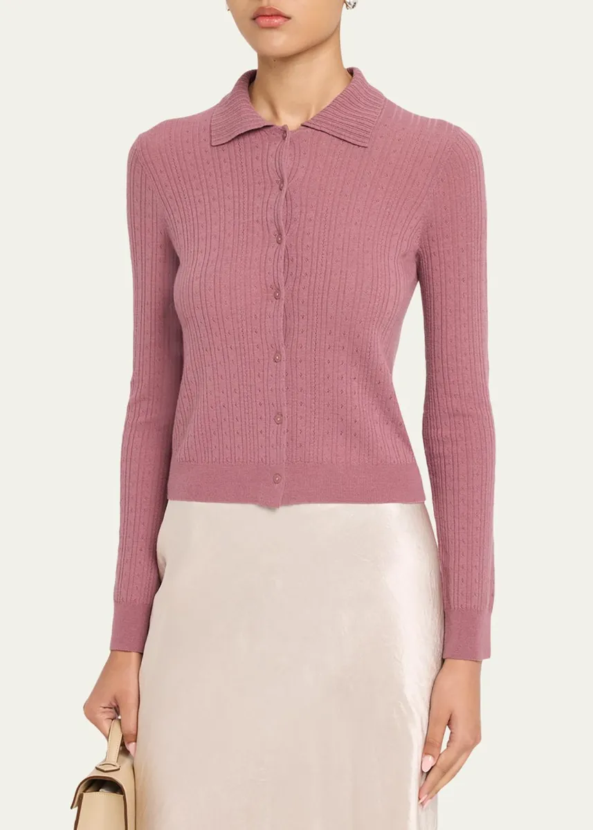 Vince Pointelle Wool Cardigan | Thumbnail 4