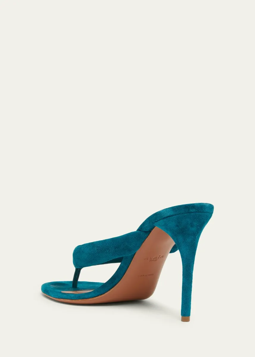 ALAÏA 90mm Padded Suede Thong Sandals | Thumbnail 2
