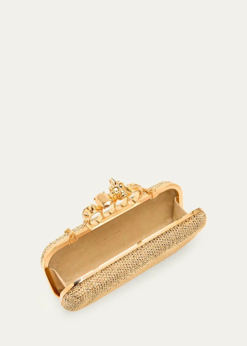 Alexander McQueen Crystal Leather Long Knuckle Clutch Bag | Thumbnail 4