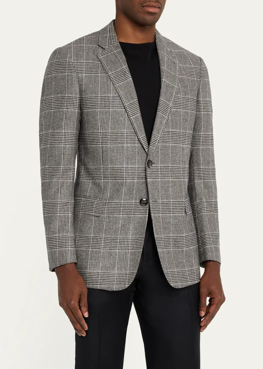 Giorgio Armani Men's Soft Glen Plaid Single-Breasted Sport Coat | Thumbnail 4