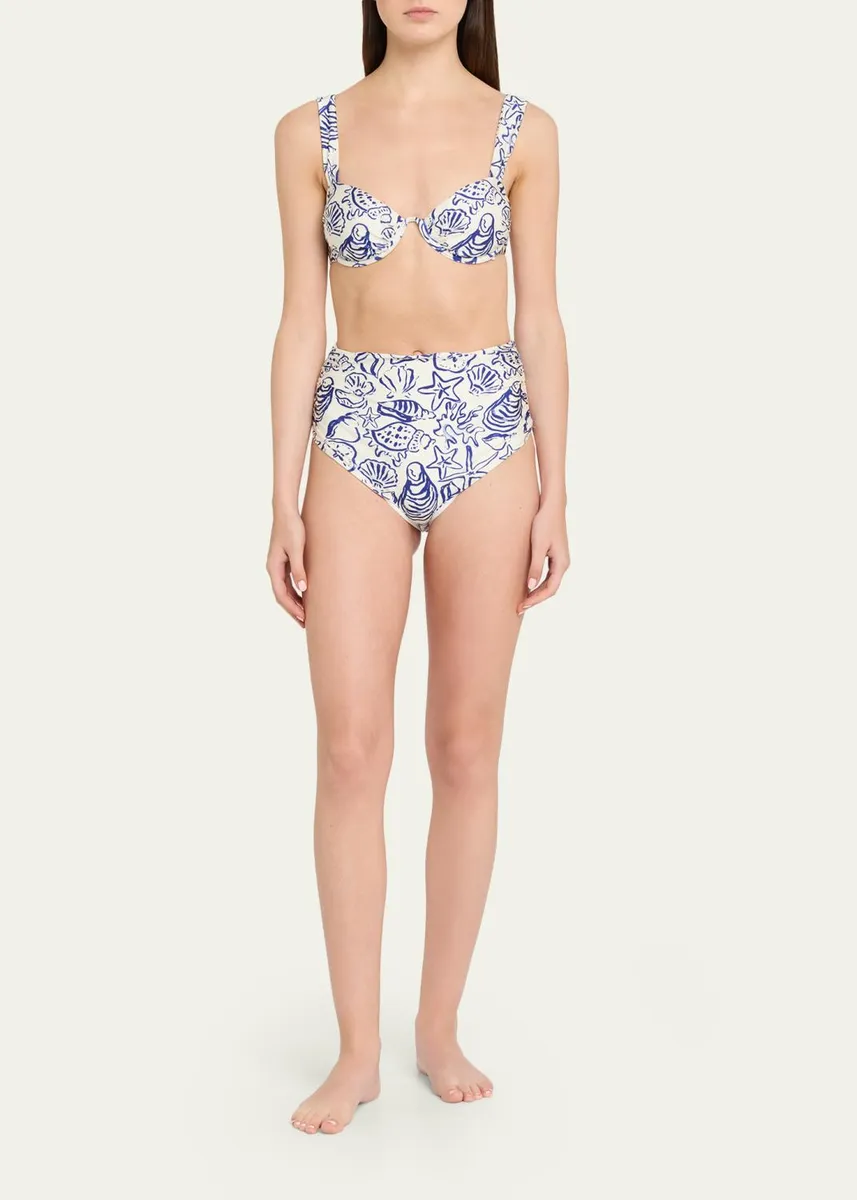 Simkhai Teya Ruched High-Rise Bikini Bottoms | Thumbnail 2 Simkhai Teya Ruched High-Rise Bikini Bottoms | Thumbnail 2