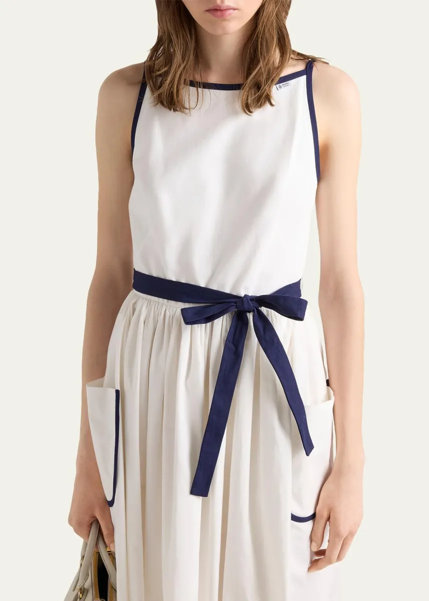 Prada Slubbed Toile Sleeveless Dress | Thumbnail 4