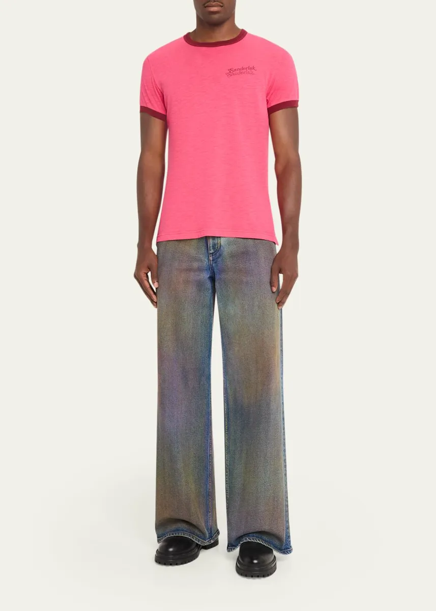 Sanderlak Men's Contrast-Trim Crewneck T-Shirt | Thumbnail 2 Sanderlak Men's Contrast-Trim Crewneck T-Shirt | Thumbnail 2