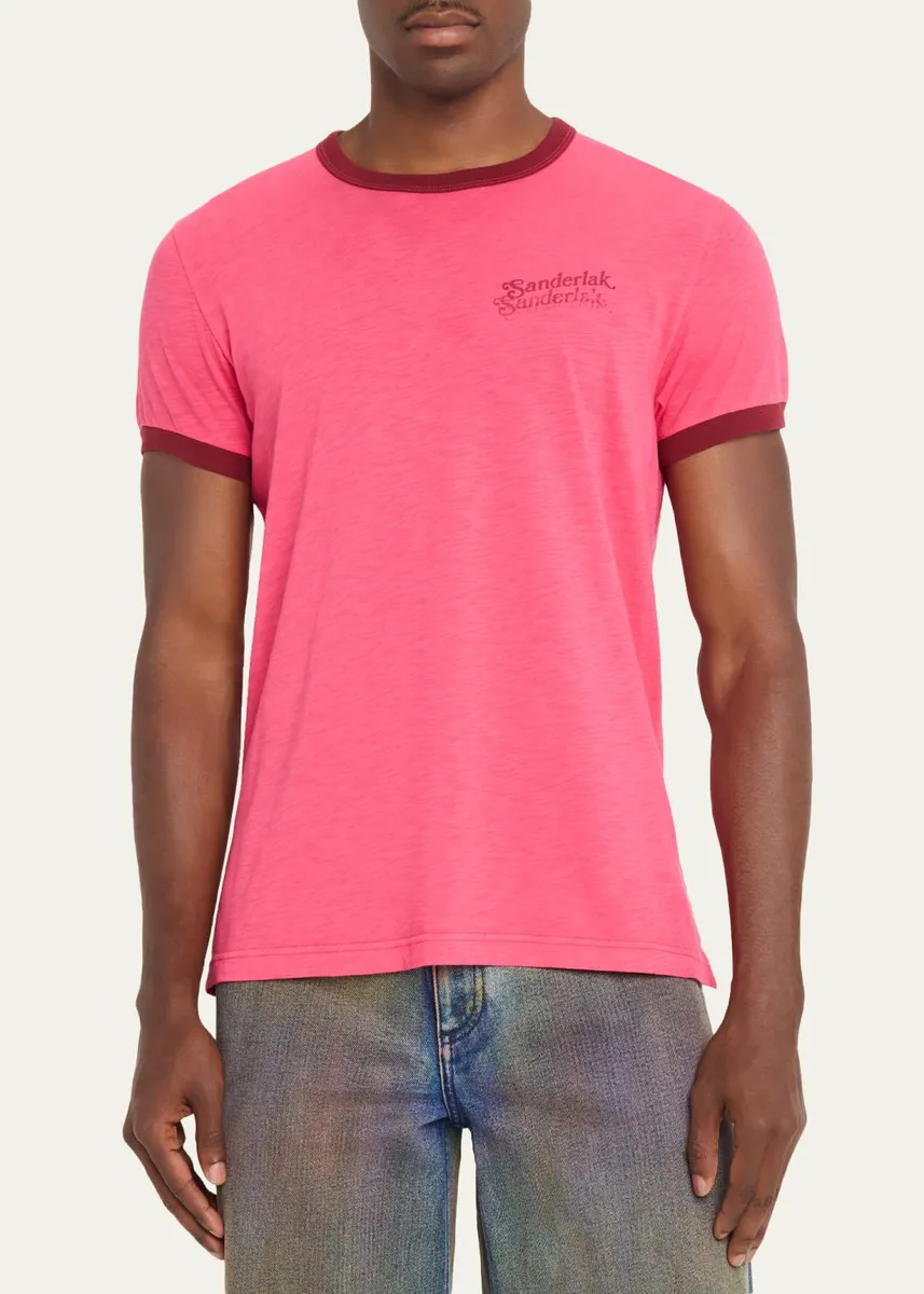 Sanderlak Men's Contrast-Trim Crewneck T-Shirt | Thumbnail 4 Sanderlak Men's Contrast-Trim Crewneck T-Shirt | Thumbnail 4