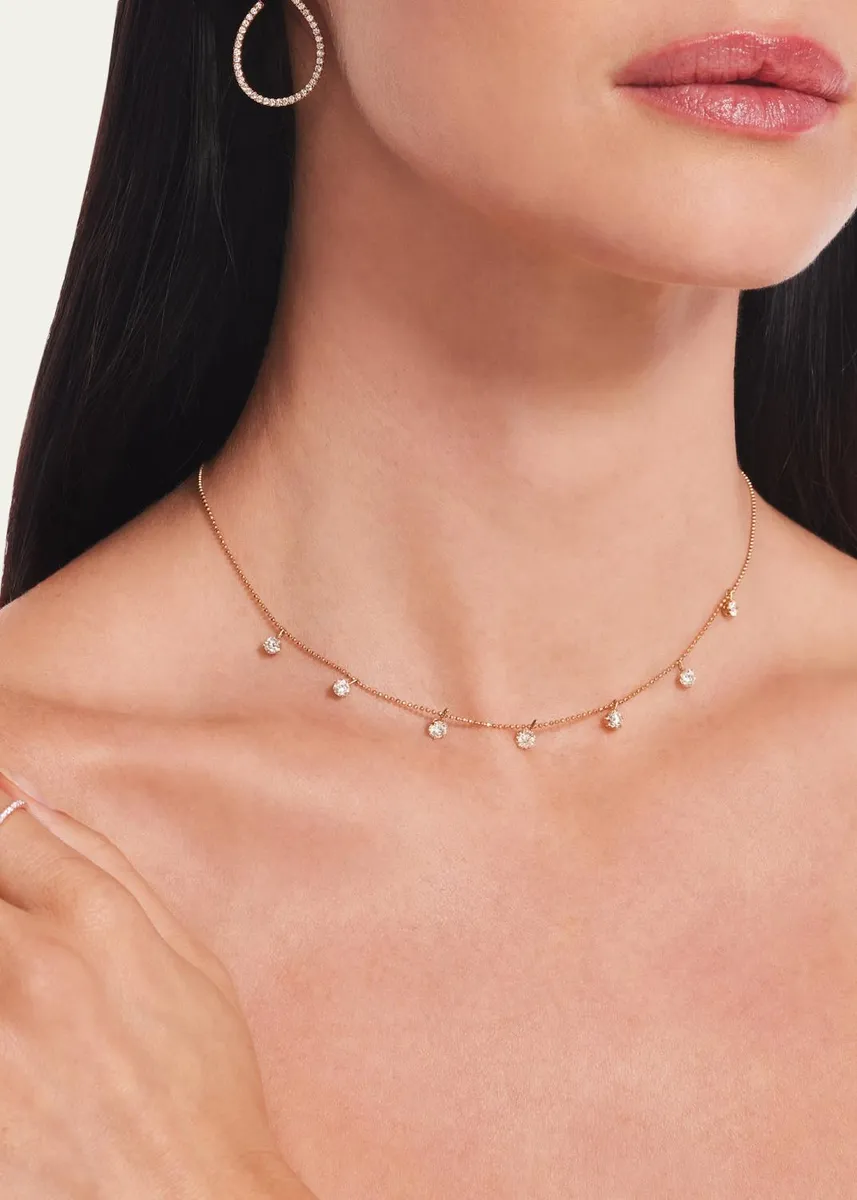 Graziela Gems 18K Rose Gold Medium Floating Diamond Necklace | Thumbnail 2