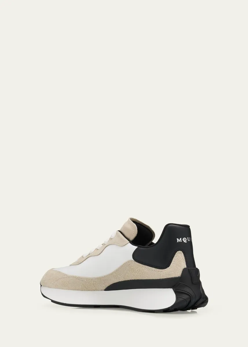 Alexander McQueen Men's Sprint Runner Mixed Media Sneakers | Thumbnail 4 Alexander McQueen Men's Sprint Runner Mixed Media Sneakers | Thumbnail 4