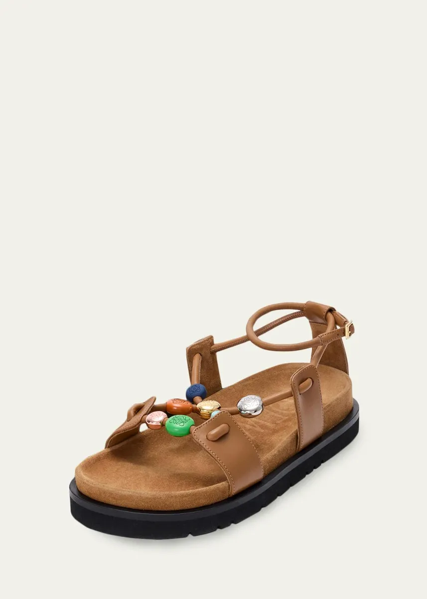 Loewe x Paula's Ibiza Anagram Pebble Bead Leather Sandals | Thumbnail 2 Loewe x Paula's Ibiza Anagram Pebble Bead Leather Sandals | Thumbnail 2