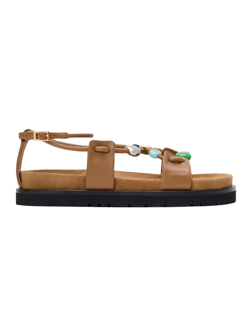 x Paula's Ibiza Anagram Pebble Bead Leather Sandals