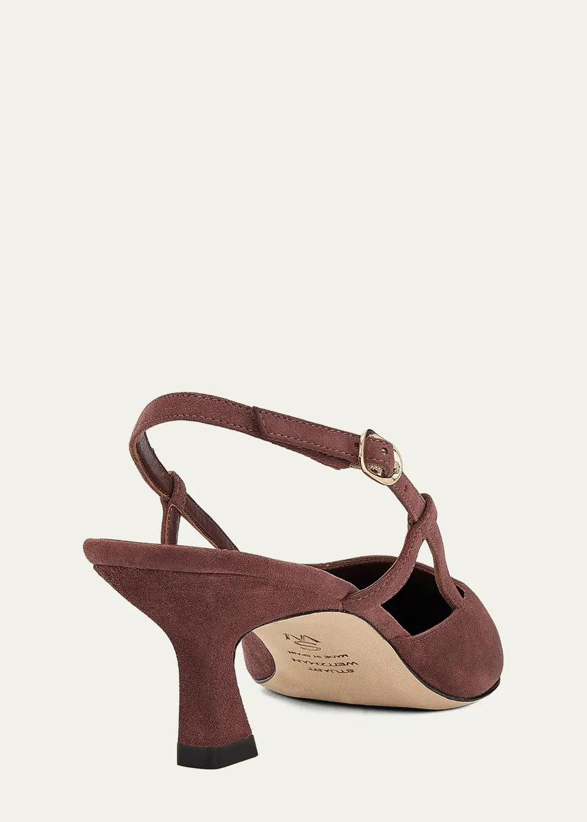 Stuart Weitzman 50mm Vinnie Suede Slingback Pumps | Thumbnail 2