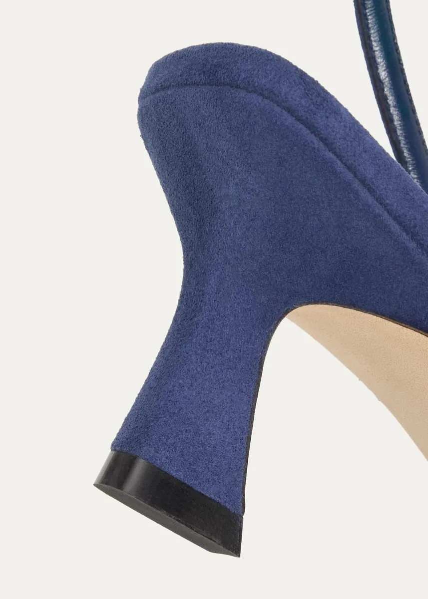Stuart Weitzman 50mm Vinnie Suede Slingback Pumps | Thumbnail 7