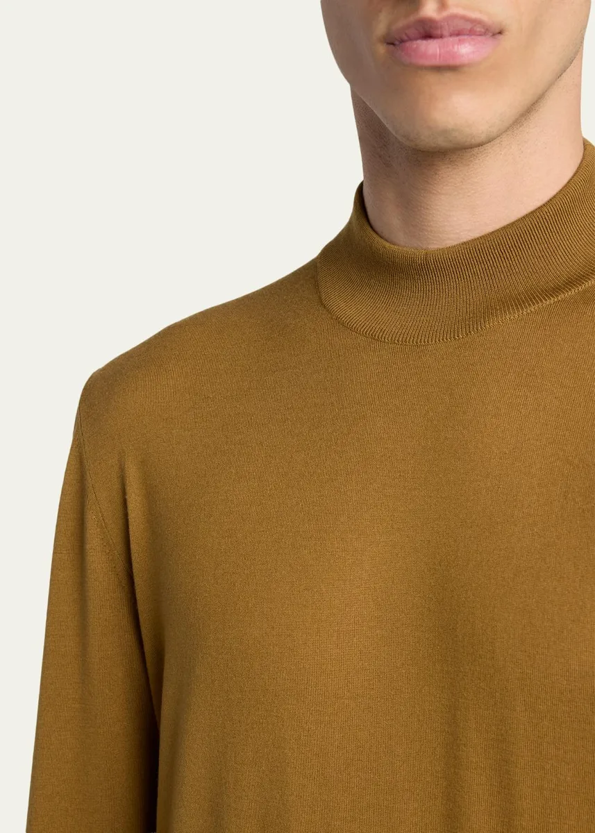 Kiton Men's 14-Micron Wool Mock Neck Sweater | Thumbnail 5 Kiton Men's 14-Micron Wool Mock Neck Sweater | Thumbnail 5