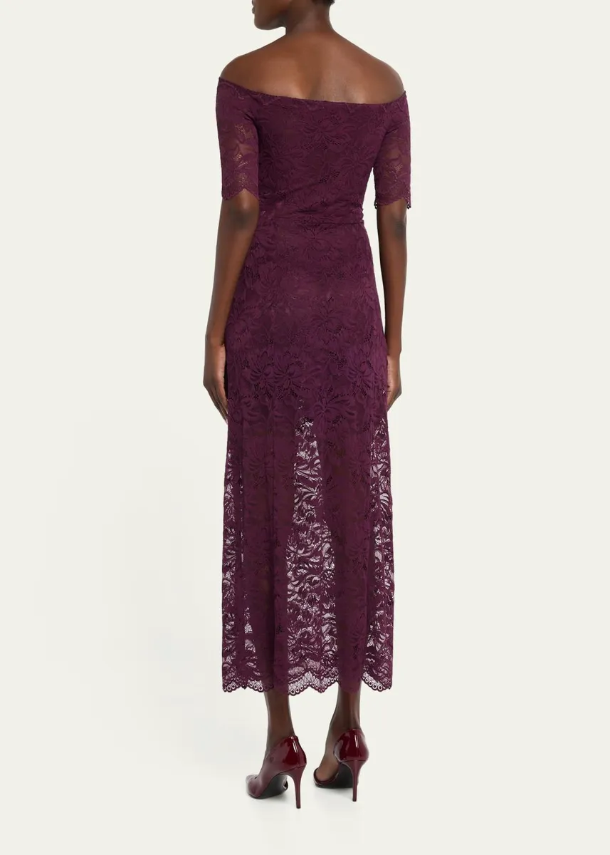 Rabanne Off-The-Shoulder Twisted Lace Midi Dress | Thumbnail 3 Rabanne Off-The-Shoulder Twisted Lace Midi Dress | Thumbnail 3