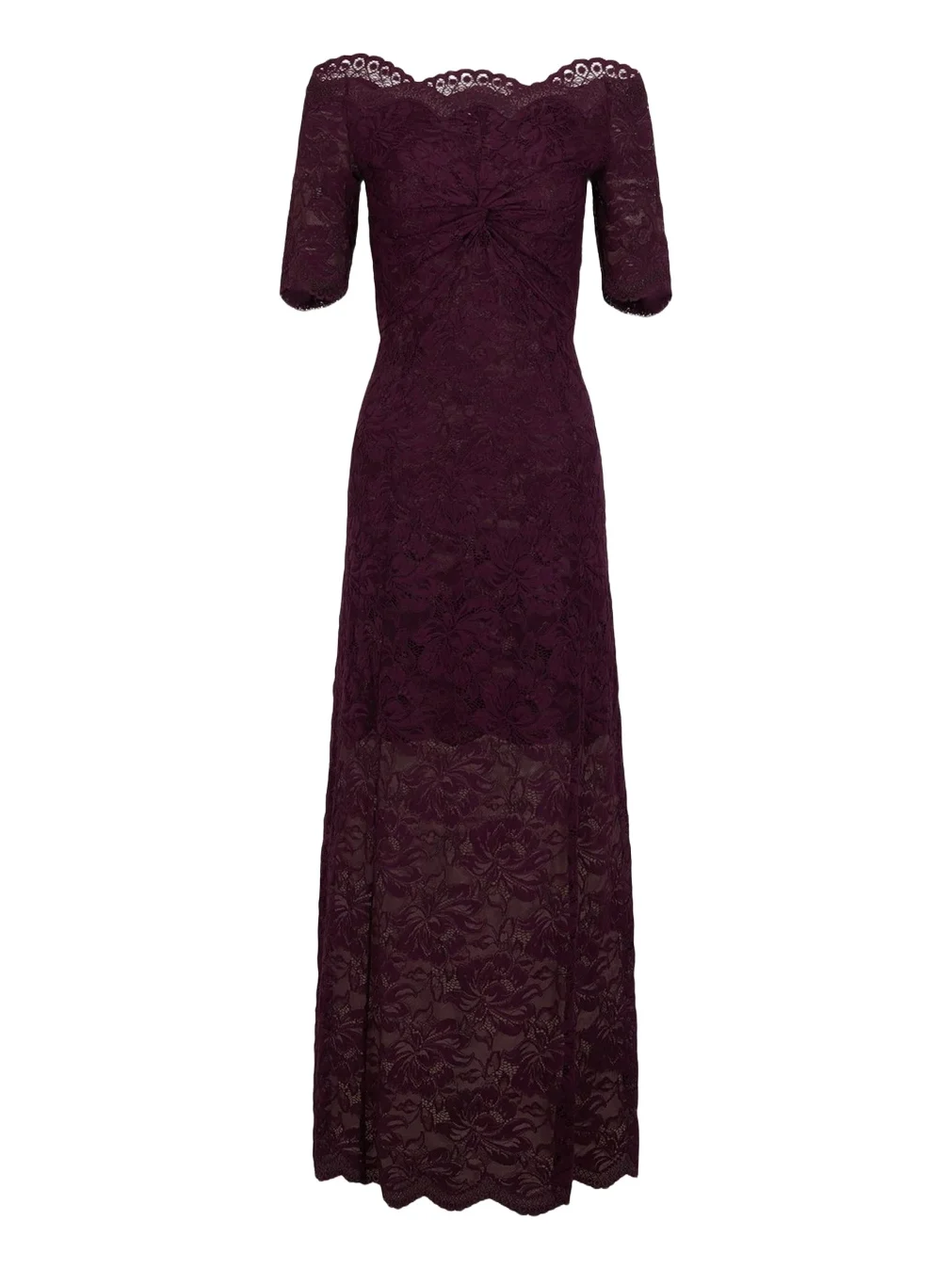 Off-The-Shoulder Twisted Lace Midi Dress