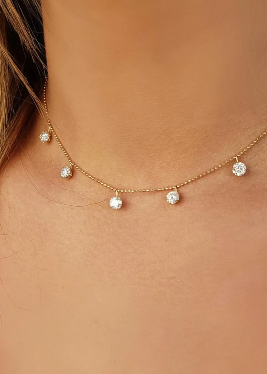 Graziela Gems 18K Large Floating Diamond Necklace | Thumbnail 2