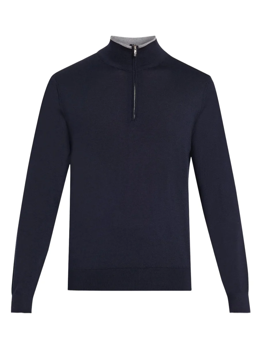 Fioroni Men's Tipped Wool Half-Zip Sweater