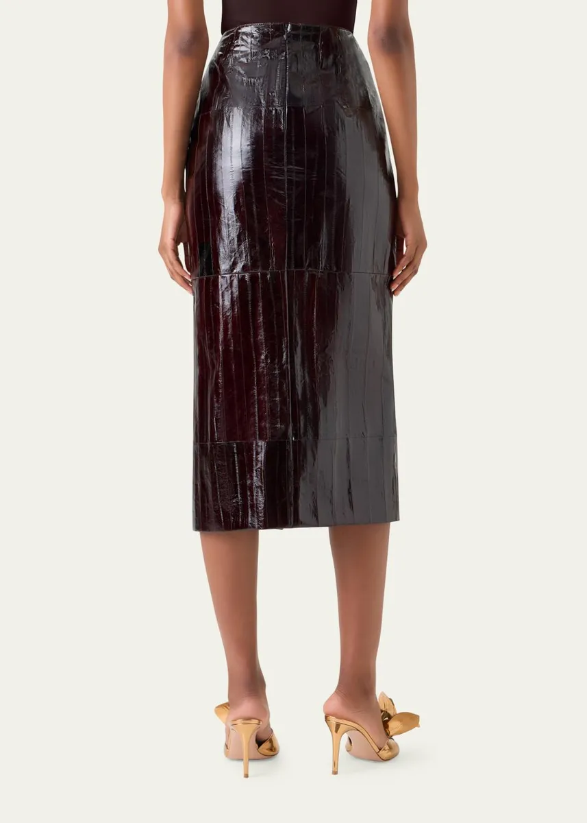 Akris Lacquered Eel Leather Slit Midi Pencil Skirt | Thumbnail 3 Akris Lacquered Eel Leather Slit Midi Pencil Skirt | Thumbnail 3