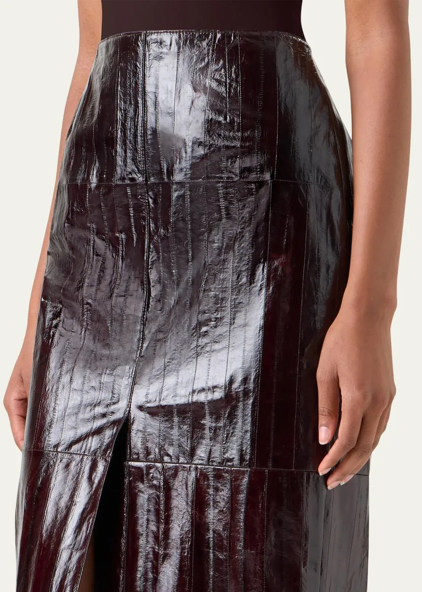 Akris Lacquered Eel Leather Slit Midi Pencil Skirt | Thumbnail 5 Akris Lacquered Eel Leather Slit Midi Pencil Skirt | Thumbnail 5
