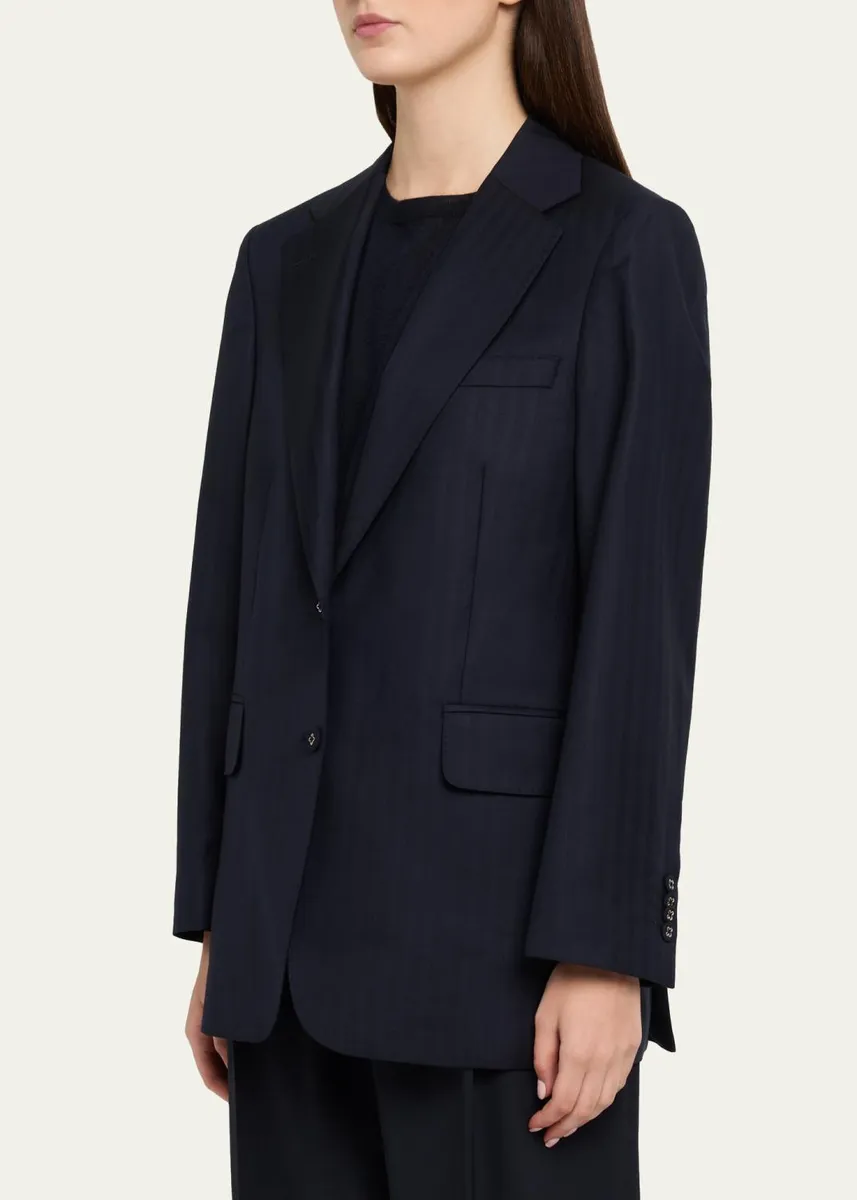 OFFICINE GÉNÉRALE Edona Italian Herringbone Wool Tailored Jacket | Thumbnail 4 OFFICINE GÉNÉRALE Edona Italian Herringbone Wool Tailored Jacket | Thumbnail 4