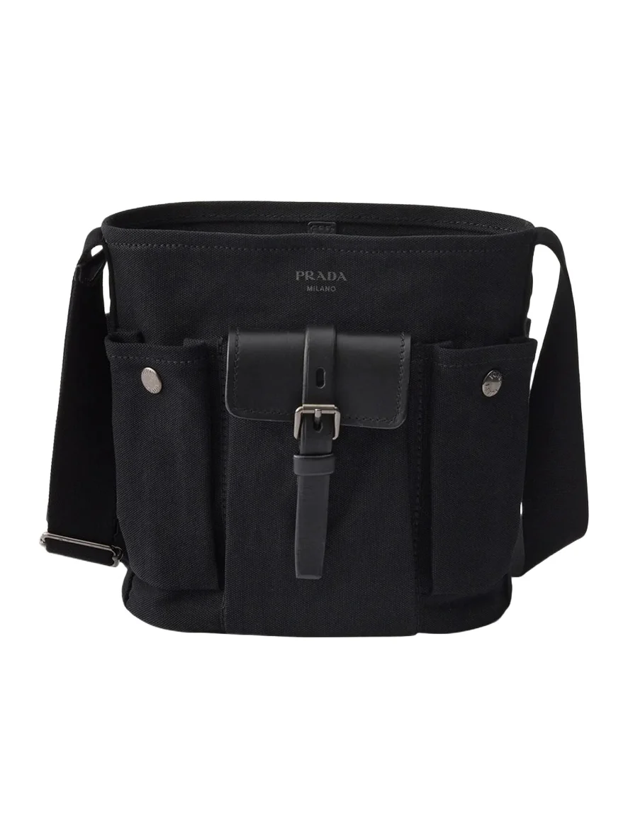 Prada Route Mini Canvas Pocket Bucket Bag