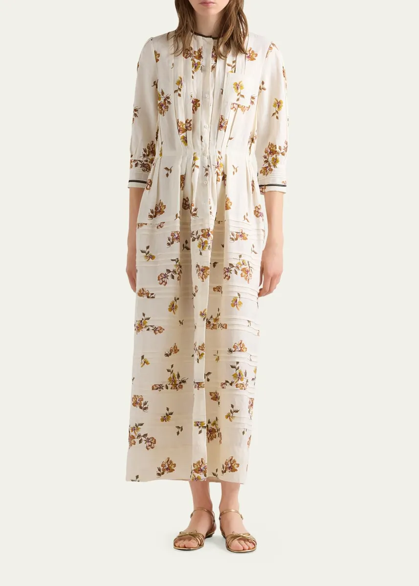 Prada Long Printed Linen Dress | Thumbnail 2 Prada Long Printed Linen Dress | Thumbnail 2