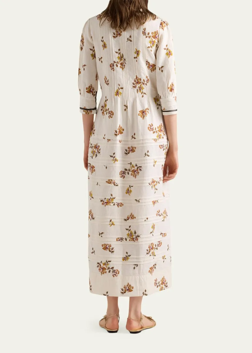 Prada Long Printed Linen Dress | Thumbnail 3 Prada Long Printed Linen Dress | Thumbnail 3