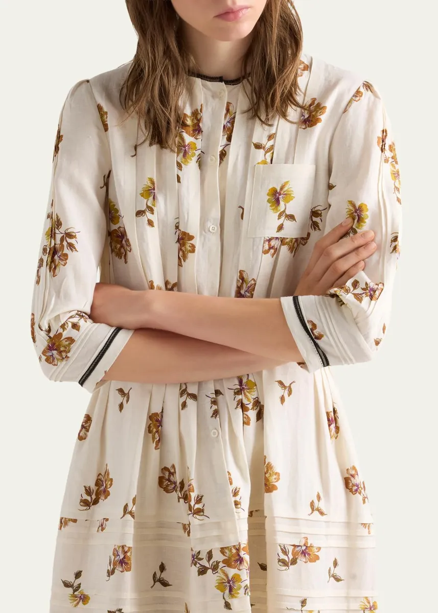 Prada Long Printed Linen Dress | Thumbnail 4 Prada Long Printed Linen Dress | Thumbnail 4