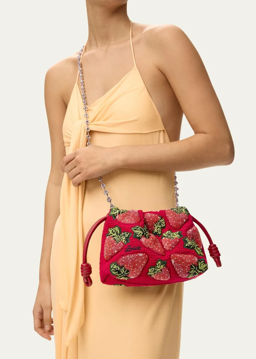 Loewe x Paula's Ibiza Strawberry-Beaded Crochet Clutch Bag | Thumbnail 2