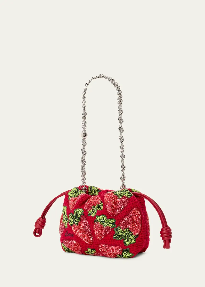 Loewe x Paula's Ibiza Strawberry-Beaded Crochet Clutch Bag | Thumbnail 3