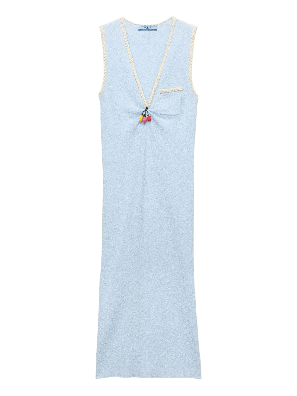 V-Neck Beaded Charm Cotton Rib Dress V-Neck Beaded Charm Cotton Rib Dress