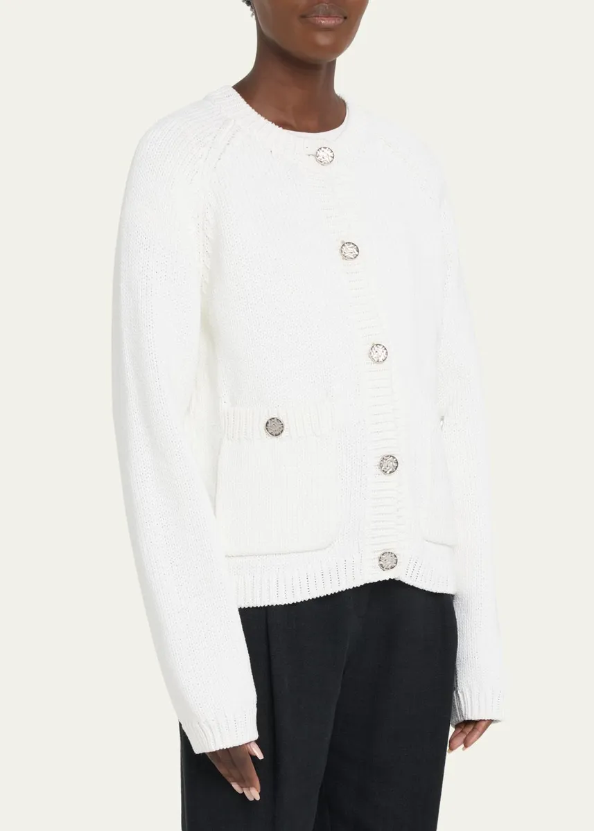 TOTEME Hammered Button Knit Cardigan | Thumbnail 4 TOTEME Hammered Button Knit Cardigan | Thumbnail 4