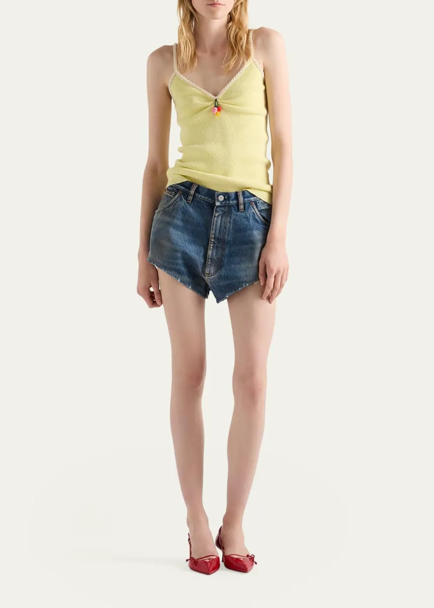 Prada Cotton Boucle Crop Top | Thumbnail 2 Prada Cotton Boucle Crop Top | Thumbnail 2