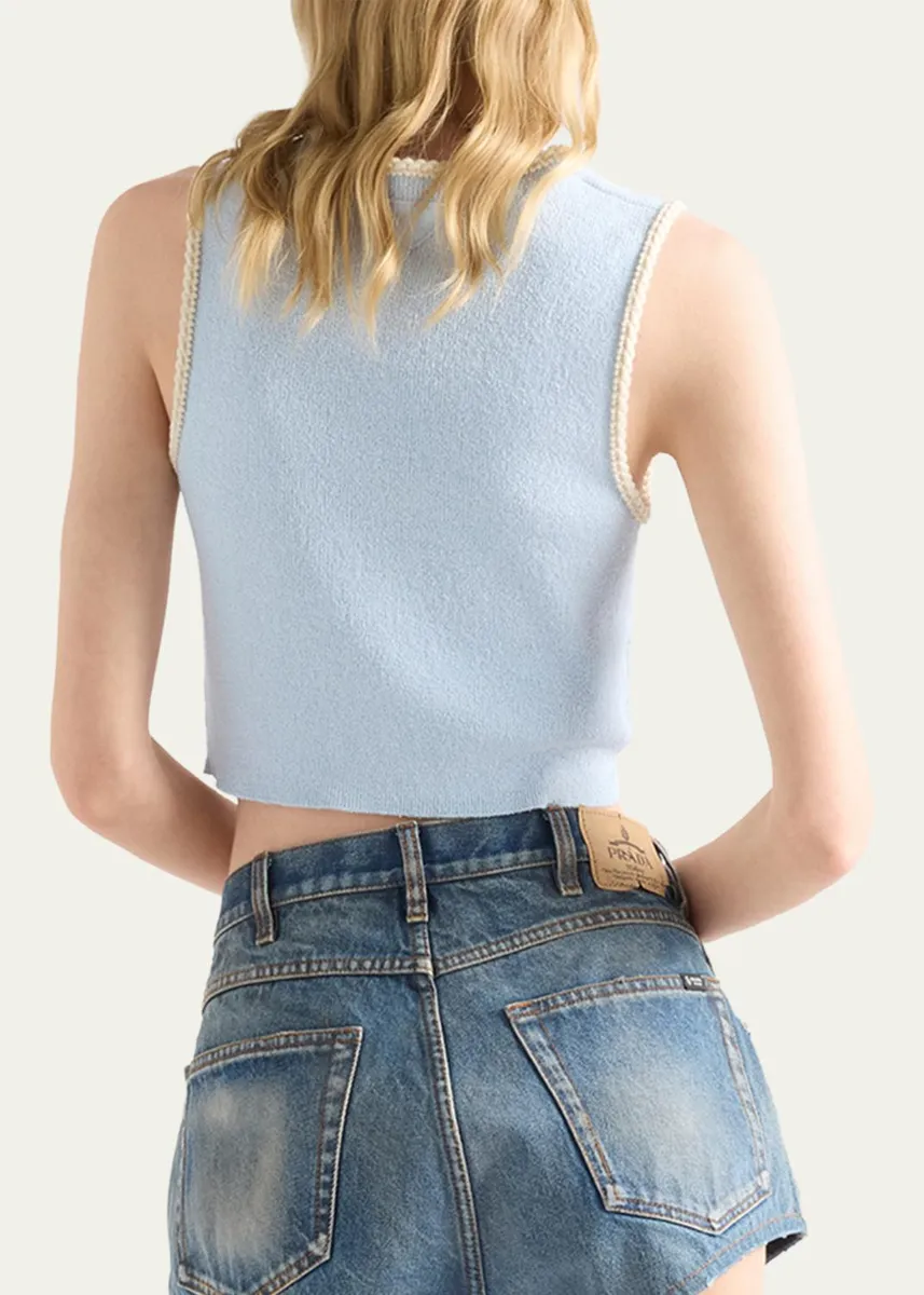 Prada Cotton Boucle Crop Top | Thumbnail 7 Prada Cotton Boucle Crop Top | Thumbnail 7
