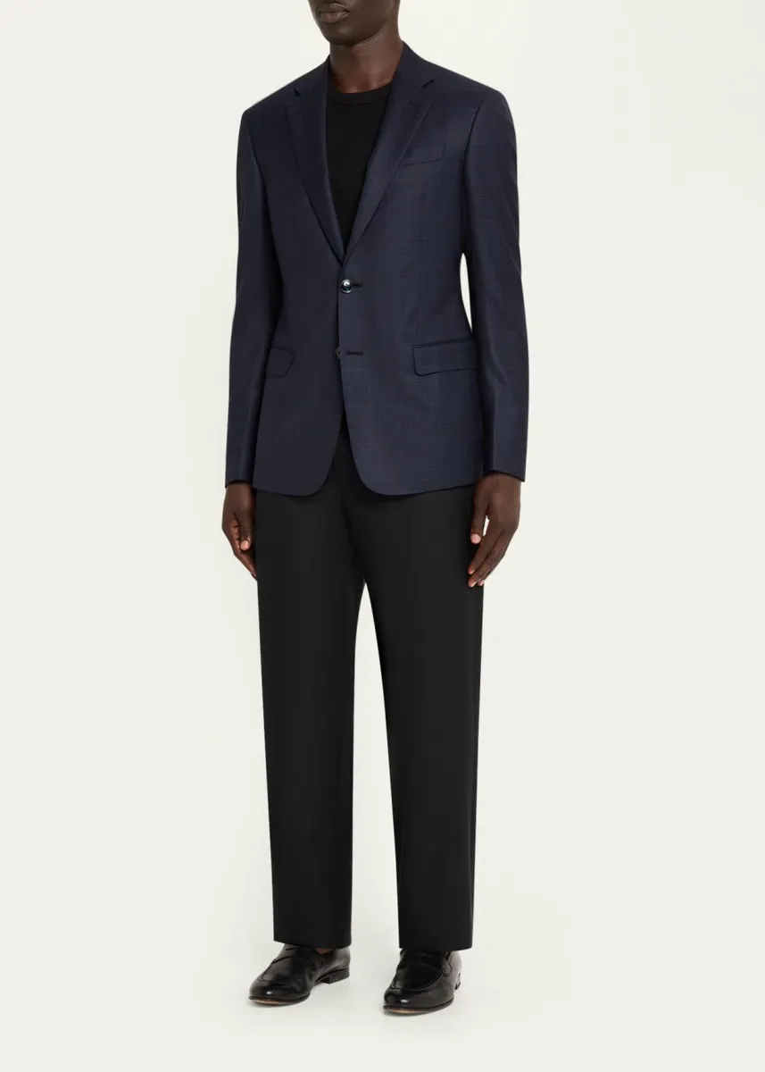 Giorgio Armani Men's Soft Prince of Wales Single-Breasted Sport Coat | Thumbnail 2 Giorgio Armani Men's Soft Prince of Wales Single-Breasted Sport Coat | Thumbnail 2