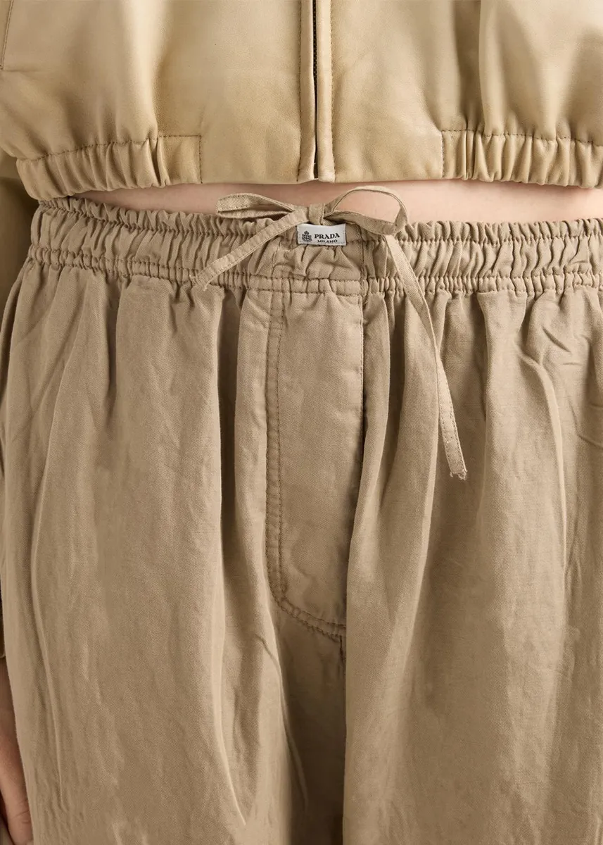 Prada Drawstring Cotton-Linen Pants | Thumbnail 5 Prada Drawstring Cotton-Linen Pants | Thumbnail 5